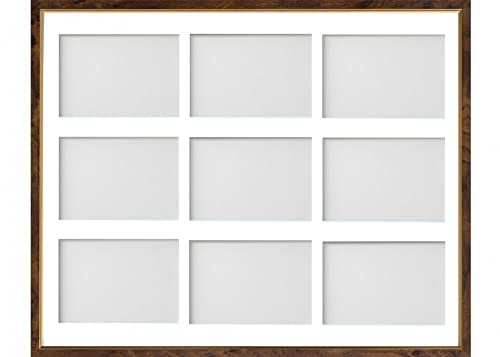 Frame Company Drayton Multi Aperture Photo Frame, Walnut, 20x16 for 6x4 inch (x9)