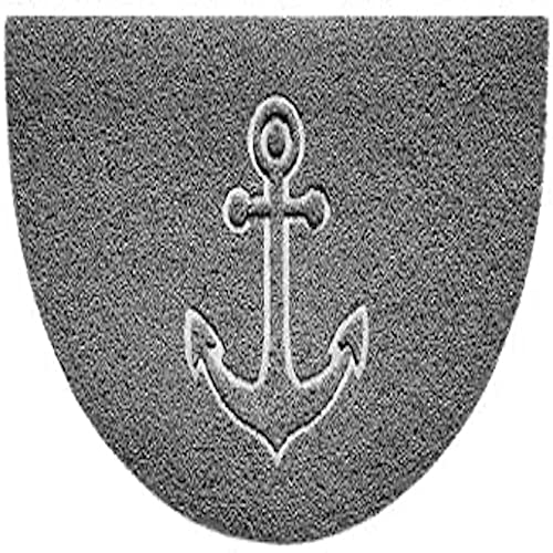 Nicoman Embossed Halfmoon Half Circle Door Mat Dirt-Trapper Jet-Washable Doormat 70x44cm (Grey, ANCHOR Shape) - Use Indoor or Sheltered Outdoor