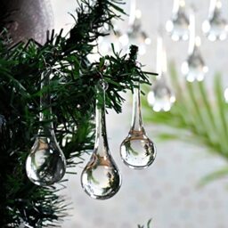 IndianShelf 20 Clear Glass Christmas Ornaments for Tree- Teardrop Ornaments- Chandelier Crystals Replacement Drops- Christmas Decorations- Icicles Raindrop Decorative Hanging Ornaments Centerpieces