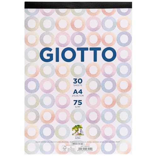 GIOTTO Activity Paper Pad A4 30 Sheets 75gsm White Paper - Drawing & Sketching Paper, For Children, Parties & Schools