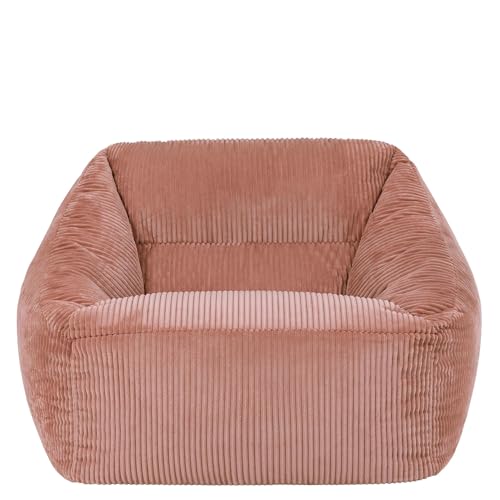 icon Natalia Cord Bean Bag Chair, Dawn Pink, Large Adult Bean Bag with Filling Included, Comfy Chair, Armchair, Living Room, Bedroom Furniture