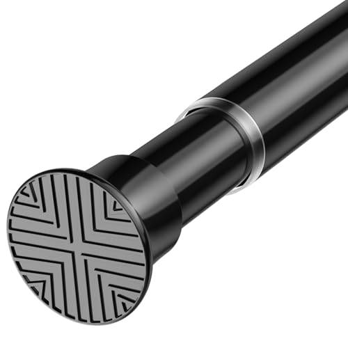 "HAOYUNTE Tension Curtain Rod 32-64 Inch 7/8"" Diameter Spring Loaded Curtain Rods No Drilling Adjustable Expandable Tension Rods for Window Doorway Kitchen Closet, Black"
