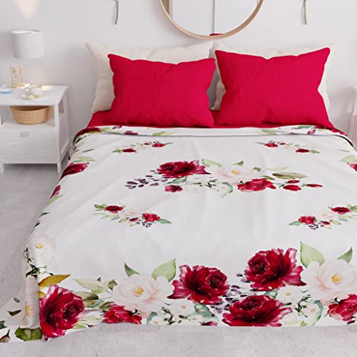 PETTI Artigiani Italiani - Spring Summer Single Bedspread Lightweight Single Bed Sheet Bedspread Floral 07 100% Made in Italy