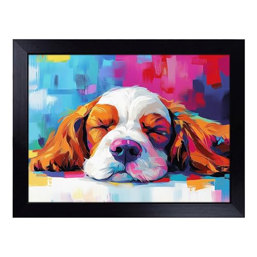 Lap Tray with Bean Bag Cushion, Cocker Spaniel Dog - Handmade in the UK, Raised Wooden Edge, Padded Cushion, Heat-Resistant Wipe-Clean Surface, for Meals, Laptops and Crafts