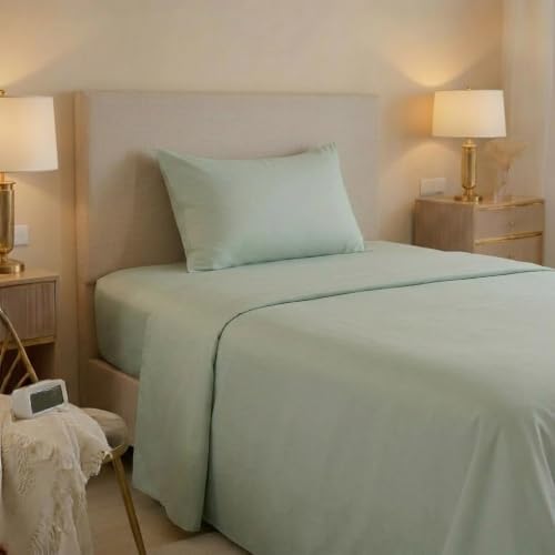 Jenny Ses??l Single Cotton Bedding Set, Made in Italy, Sage Green - Durable