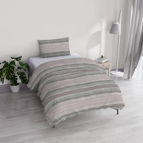 River Cotton Single Duvet Cover Set, Made in Italy – Duvet Cover Set – Duvet Cover 150 x 200 cm with Double Flap and Pillow Cases (Single, Rio Gold)