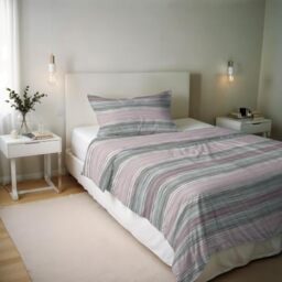 River Cotton Single Duvet Cover Set, Made in Italy – Duvet Cover Set – Duvet Cover 150 x 200 cm with Double Flap and Pillow Cases (Single, Rio Gold)