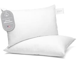 Digital Decor Set of Two 100% Cotton Hotel Down-Alternative Made in USA Pillows - Three Comfort Levels! (Silver, Standard)