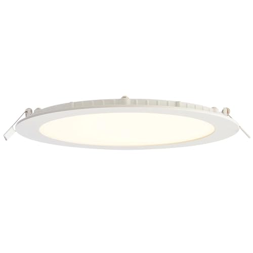 SIRIODISC 18W LED Round Recessed Ceiling Flat Panel Down Light Ultra Slim Lamp in Warm White 3000K for Commercial Lighting Office Corridors