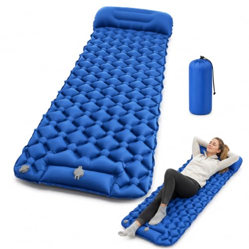 "Muexoee Ultralight Inflatable Sleeping Pad with Built-in Foot Pump, 2"" Thick Waterproof Camping Air Mattress, Compact Backpacking Sleeping Mat for Camping, Hiking, Travel"