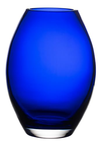 "Barski Glass - Handmade - 8"" H - (8 inches High) - Barrel Vase - Cobalt Blue - Made in Europe"