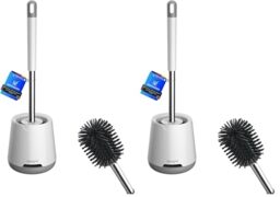 Ibergrif M34152 Silicone Toilet Brushes & Holders, Deep Cleaner, Toilet Brush with Quick Drying Holder Set for Bathroom (Pack of 2)
