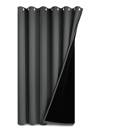 Yakamok Extra Wide Blackout Full Shading Curtains for Patio Door, Thermal Backing Sliding Glass Door Drape, Privacy Assured Window Treatment, Room Divider Curtains,Dark Grey, W100 x L108, 1 Panel