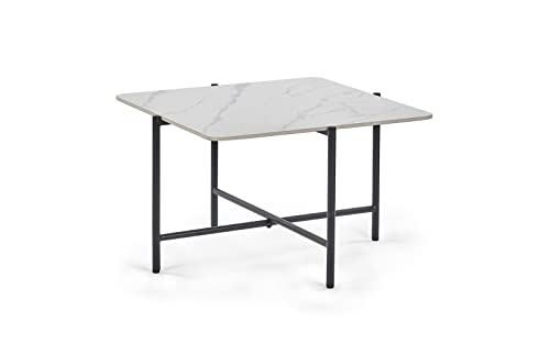 Julian Bowen Siena White Marbled Sintered Stone Square Coffee Table