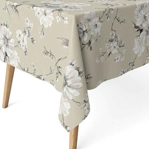 ECOMMERC3 - Stain Resistant Tablecloth for Rectangular Table Size 240 x 140 cm - Stain Resistant Extra Soft and Waterproof Tablecloth Beige