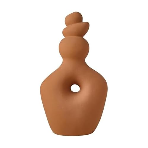 Elements Teracotta Twist Textured Stoneware Ceramic Vase, 7.48x4.41x13.39 Inch