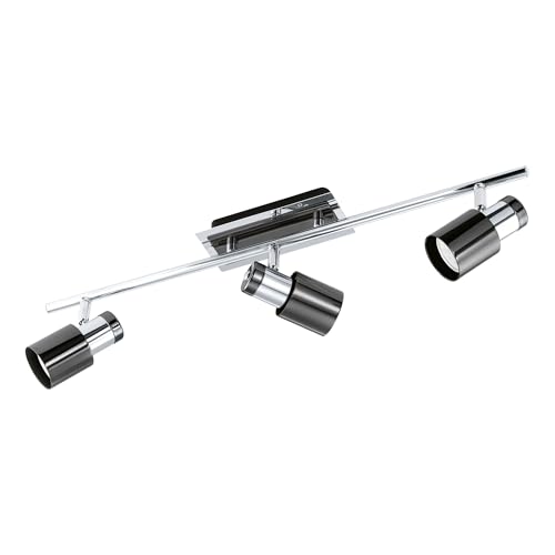Eglo LED Ceiling Lamp Davida 1, 3-Light Ceiling Fixture, Metal Ceiling spot in Chrome, Nickel-Black, Living Room lamp, spot Including GU10 Bulb, Warm White
