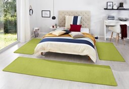 HANSE Home Fancy bed bumper set in plain green, 3 pieces (2 x 67 x 140 cm, 1 x 67 x 250 cm)
