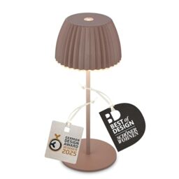 BRILONER - Riffle Mini Rechargeable LED Table lamp IP44 with Light Edge, 8.5x20cm, Touch, Replaceable Battery, LED Light, Battery Table lamp, Bedside lamp, German Design Award Winner 2025, Umbra Sand