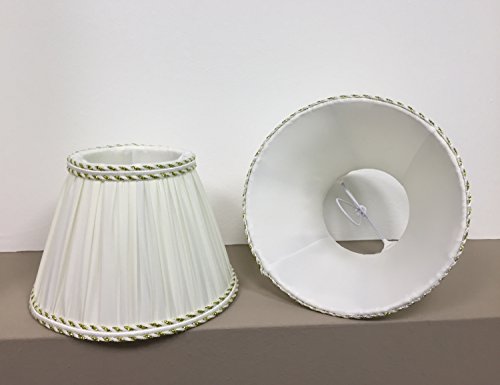ONLI 6 Spring Lampshades in Ivory Pleated Fabric with Gold Edging, Pack of 6