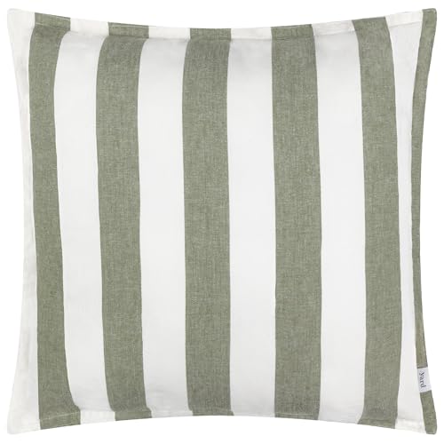 Yard Hayle Cushion Cover – Reversible Water Resistant Striped Soft Cotton Outdoor Decorative Case (Moss – 50x50cm)