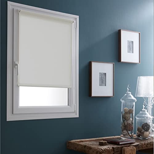 MADECOSTORE Opaque Easy Roll Fabric Roller Blind - Plain Beige - 70 x 190 cm - No Drilling Required