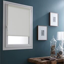 MADECOSTORE Opaque Easy Roll Fabric Roller Blind - Plain Beige - 70 x 190 cm - No Drilling Required