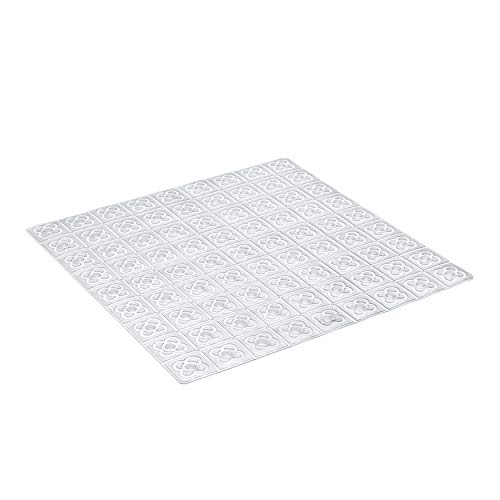 TATAY Bath Mat, Non-slip, PVC with Suction Cups, Resistant to Mold and Microbes, Anti-Bacterial, Barcelona Design, Translucent. Measures 54 x 54 cm