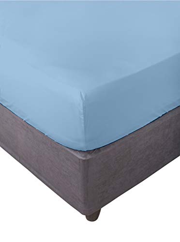 Miracle Home. Fitted Sheet 100% Brushed Microfibre, Adjustable, Elastic and Anti-Peeling, 135 x 200, 135 Bed, Sky Blue