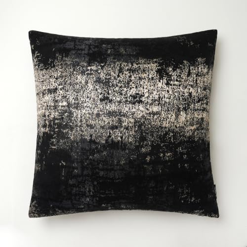 THE-TINOART Black Champagne Metallic Jacquard Throw Pillow Cover 24x24 Velvet Back Modern Glam Sofa Decor