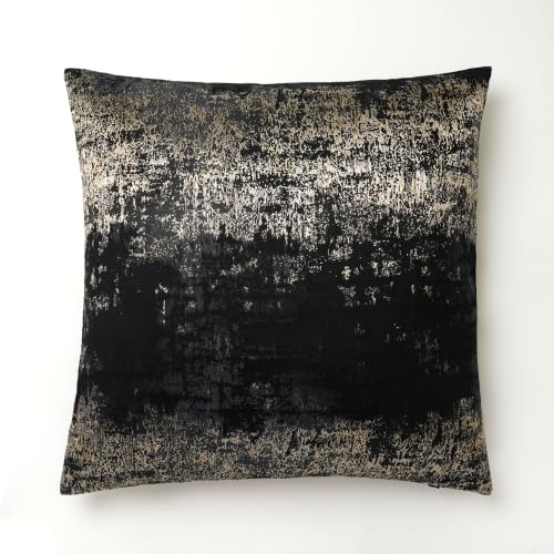 THE-TINOART Luxury Splasj Gold Throw Pillow Covers Accent Black Gray Cushion Cover Fashion Jacquard &Velvet Decorative Pillows Cover for Couch Living Room Bedroom 22x22inch 1Piece, TN24MX0019A-22