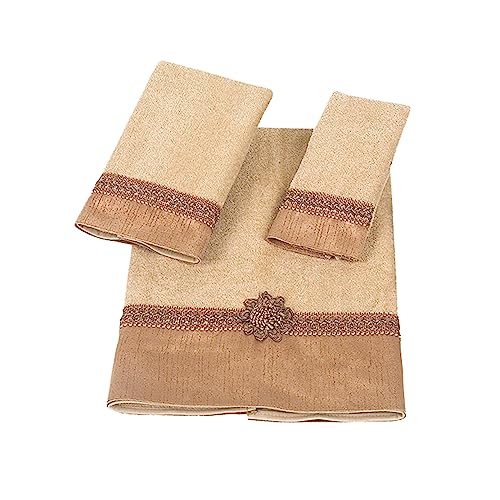 Avanti Linens - 3pc Towel Set, Soft & Adsorbent Cotton Towels (Braided Medallion Collection)