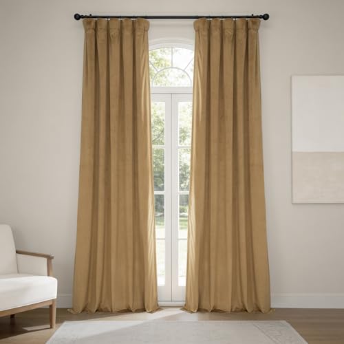 HPD Half Price Drapes Heritage Plush Velvet Curtains 108 Inches Long Room Darkening Curtains for Bedroom & Living Room 50W x 108L, (1 Panel), Spiced Rum