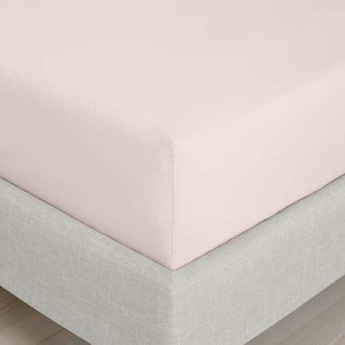 Bianca Fine Linens Bedroom 200 Thread Count Cotton Percale King Fitted Sheet 32cm Depth Blush Pink