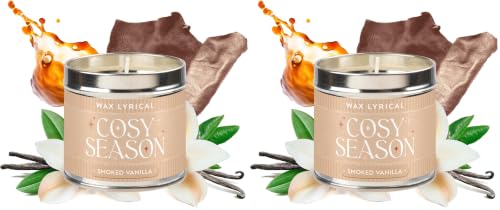 Wax Lyrical Smoked Vanilla Candle Tin - Sophisticated Gourmand Aroma - Grown up Vanilla Fragrance - Up to 35 Hours, Brown (Pack of 2)