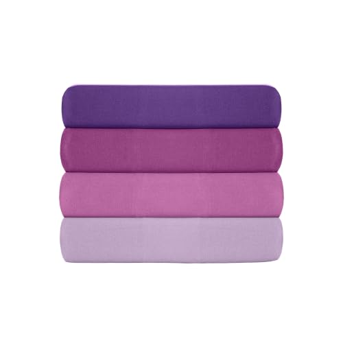 Premium Ranforce Super King Fitted Sheet (180 x 200 + 30 cm) - 100% Cotton, 155 Thread Count, Machine Washable at 30??C, Elegant Purple