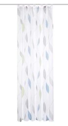 HOMEbasics 49462 Paolo Tab-Top Curtain Transparent Printed (Blue-Green, 175 x 140 cm)