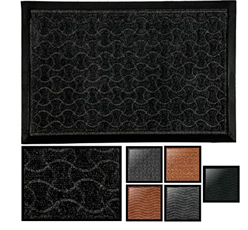 LucaHome – CIPRO Non-Slip Doormat for Easy Cleaning, Absorbent Quilted for Outside and Inside (Geometric Black, 45 x 75 cm)
