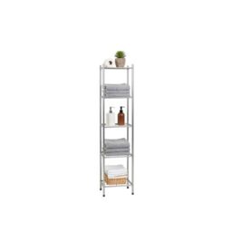 Amig - Bathroom Shelf Mod. BRISA - 6 tiers - Made of steel - Silver color - With adjustable legs - For small spaces - 32 x 28 x 168 cm