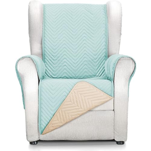 ECOMMERC3 - 1 Seater Armchair Cover/Relax and Full Fit - Cover for 1 Seater Armchair and Relax Armchair Colour Aqua/Beige