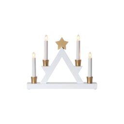 EGLO Julle LED Candle Holder Decorative Light Christmas Pyramid Made of Wood, Plastic in White, Gold, Plastic in White Warm White