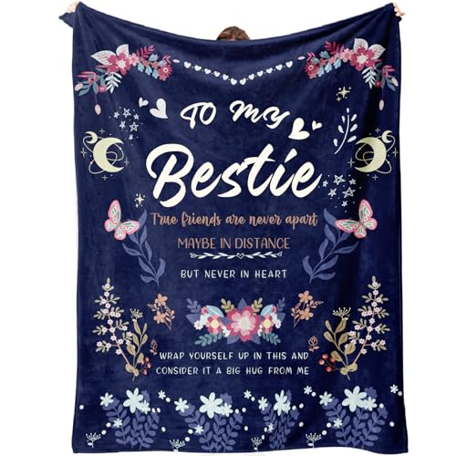 Bestie Gifts for Women on Christmas - Best Friend Blanket Gift 60 x 50 Inch - Bestie Gift, Best Friend Happy Birthday Gifts - Friendship Flannel Throw Blanket Thinking of You Far Away Gifts