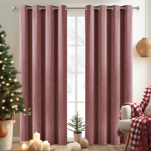 Melodieux Elegant Cotton Room Darkening Blackout Black Out Curtains for Living Room Bedroom Thermal Insulated Privacy Grommet Window Curtain Panels, 52 by 96 Inch, Burgundy(1 Panel