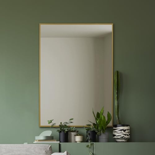 "MirrorOutlet The Artus - Gold Modern Aluminium Edged Wall Mirror 28"" X 20"" (70CM X 50CM) Silver Mirror Glass"