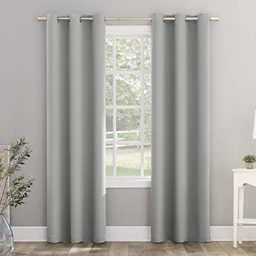 "Sun Zero Riley Kids Bedroom Blackout Grommet Curtain Panel, 40"" x 95"", Silver Gray"