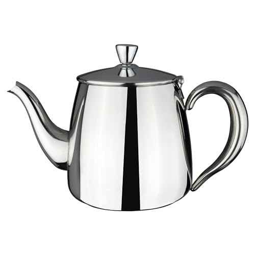 Caf?? Ol?? Premium Teapot, 3 Cup/1 Mug/ 24oz/ 680ml, Stainless Steel - Classic Teapot Design with Mirror Finish, Perfect Pour Spout
