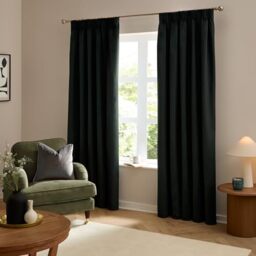 furn. The Ultimate Velvet Blackout Pencil Pleat Curtains (Black-229x229cm)