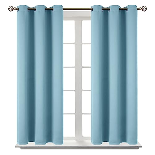 BGment Room Darkening Curtains 45 Inches Long - Grommet Thermal Insulated Drapes Window Treatment Curtains for Bedroom, 2 Panels, 38 x 45 Inch, Greyish Blue