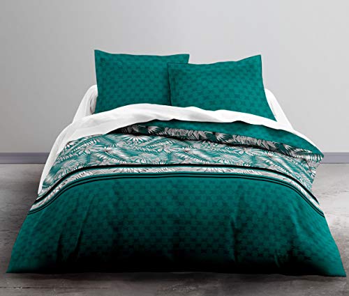 Today HC3 Duvet Cover 220 x 240 cm + 2 Pillowcases 100% Polyester Crazy Palms Spring (82 GSM), Green, 220/240