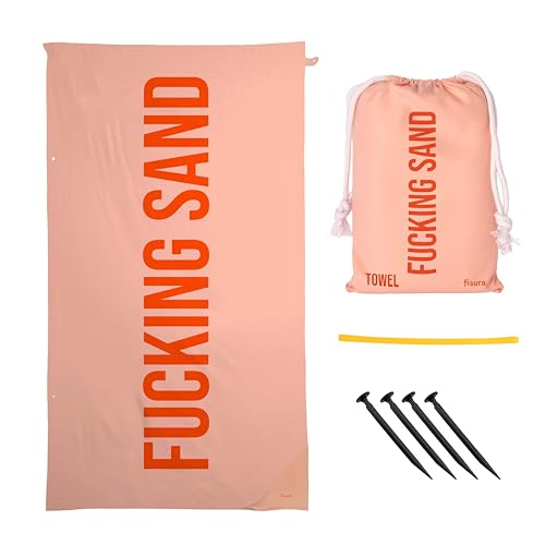 Fisura - Microfibre Beach Towel – Quick Dry, Sand Resistant, Lightweight – “Sand” Salmon & Red – Travel Towel Gift for Beach, Pool & Holiday – 71 x 39 Inches